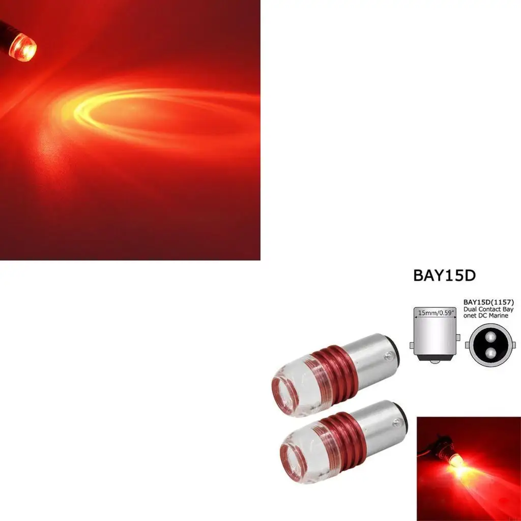F1CF 2PCS Red 1157 Flashing LED Bulb For Car Tail Brake Light Turn Lamp