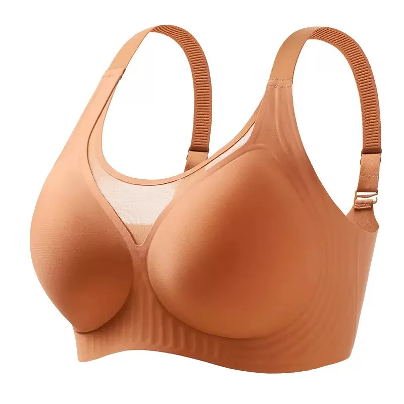 KUCLUT Soutien-gorge Grande Taille en Dentelle à Couvrance Totale, Semi-Fixe, à Bonnets Larges, en Tissu Gommeux, Anti-Reflet, Confortable et Gainant pour Femme