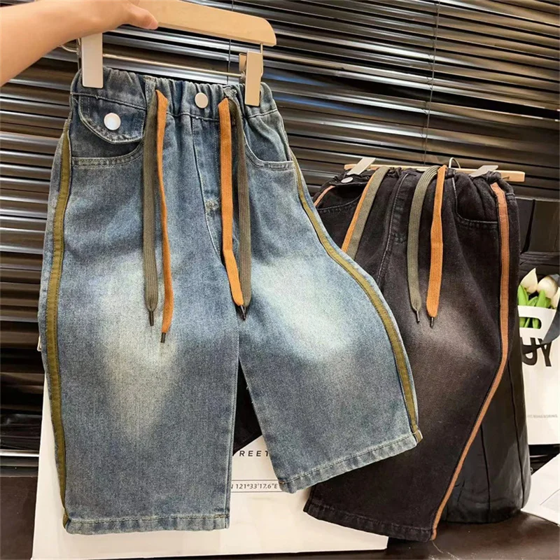 

Girls Jeans Long Trousers Kids Pants Cotton 2024 Gray Spring Autumn Baby's Teenagers Sport High Quality Children's Clothing