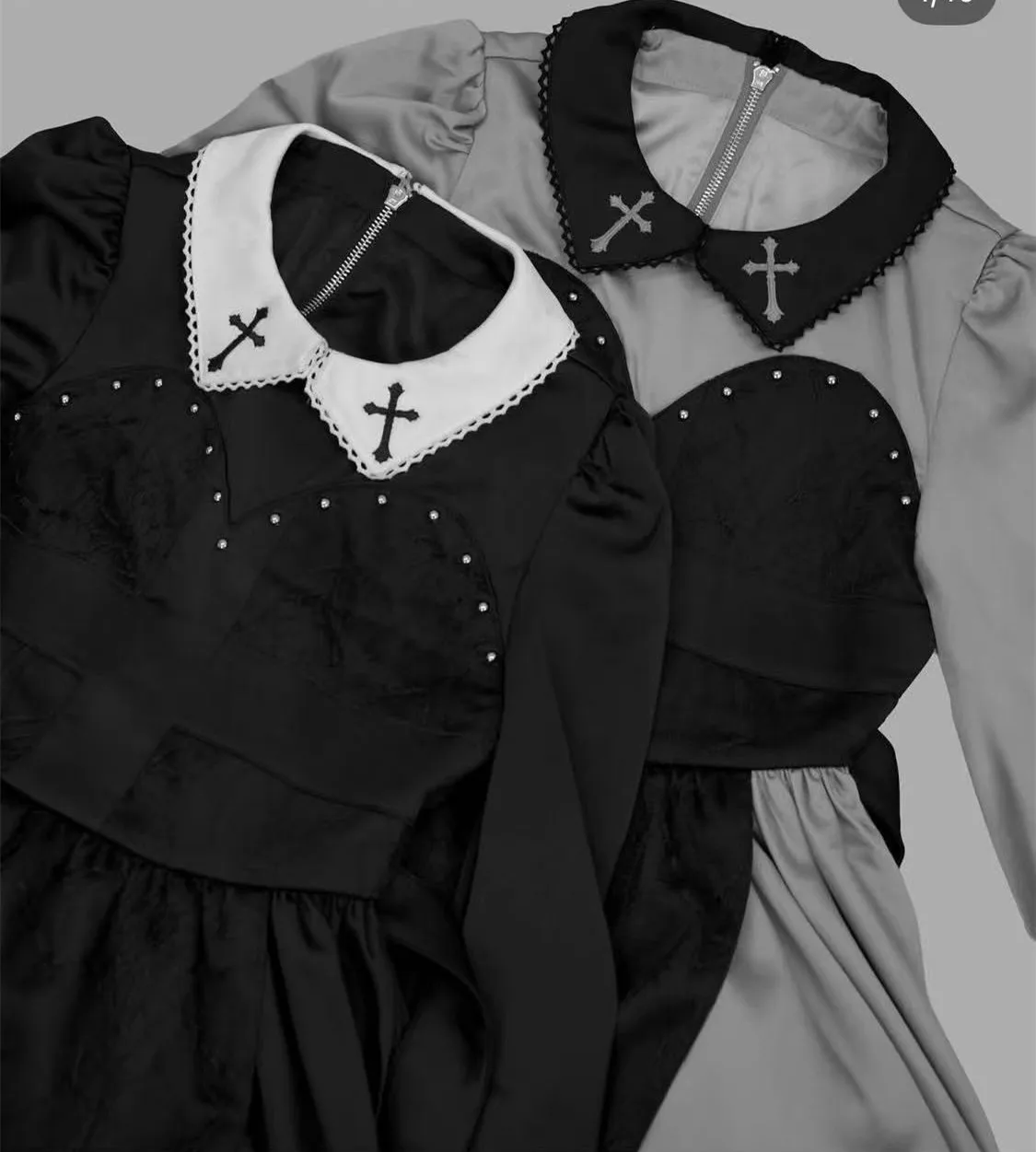 

2026 Spring New Japanese Style Lapel Patchwork Long Sleeve Dress Sweet Girl Dark Lolita Style High Waist Slimming Dresses