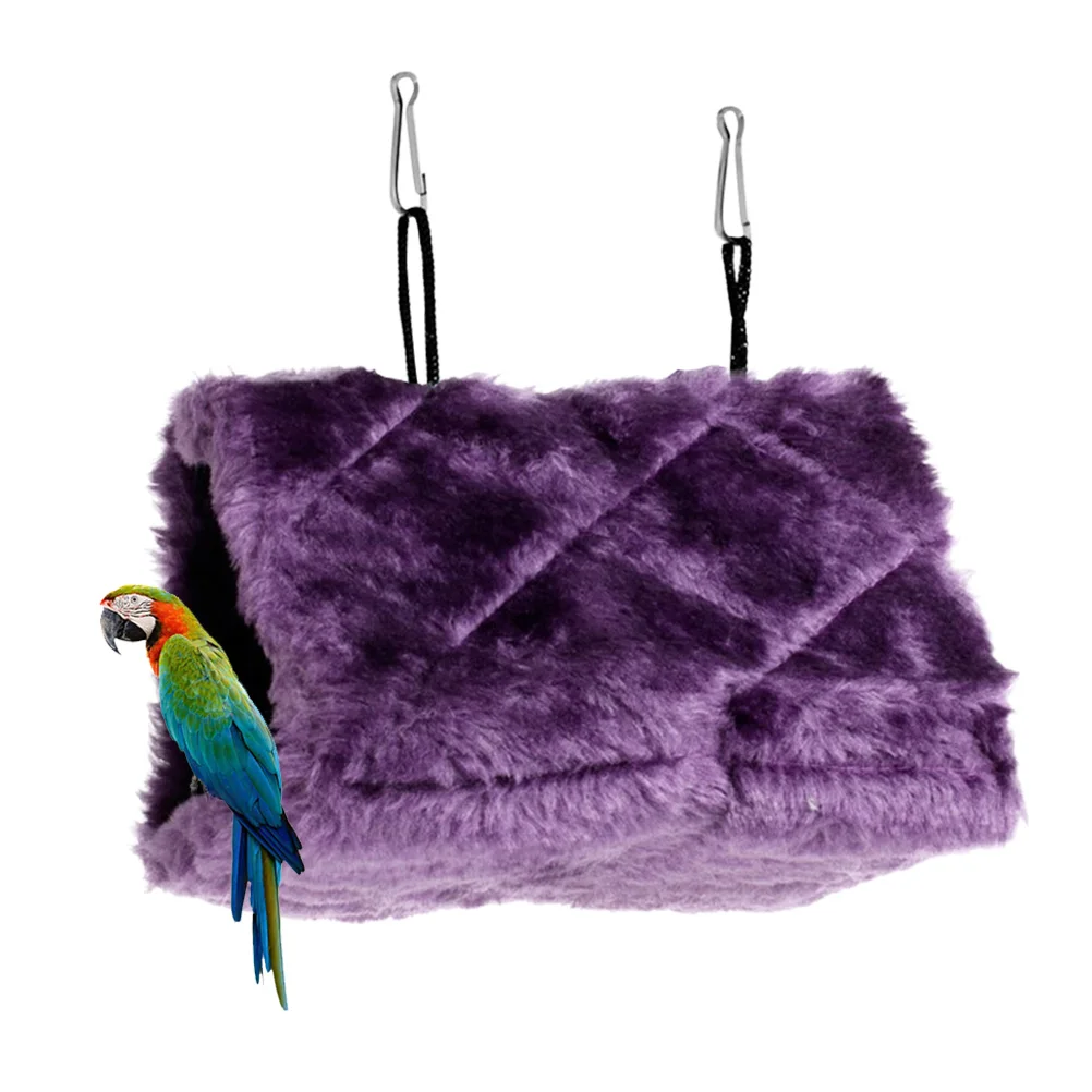 Hamaca para loros de tamaño L, color morado, con ganchos bilaterales, ocultador de aventura para escalar, para pájaros de compañía, cómodo descanso de tela gruesa