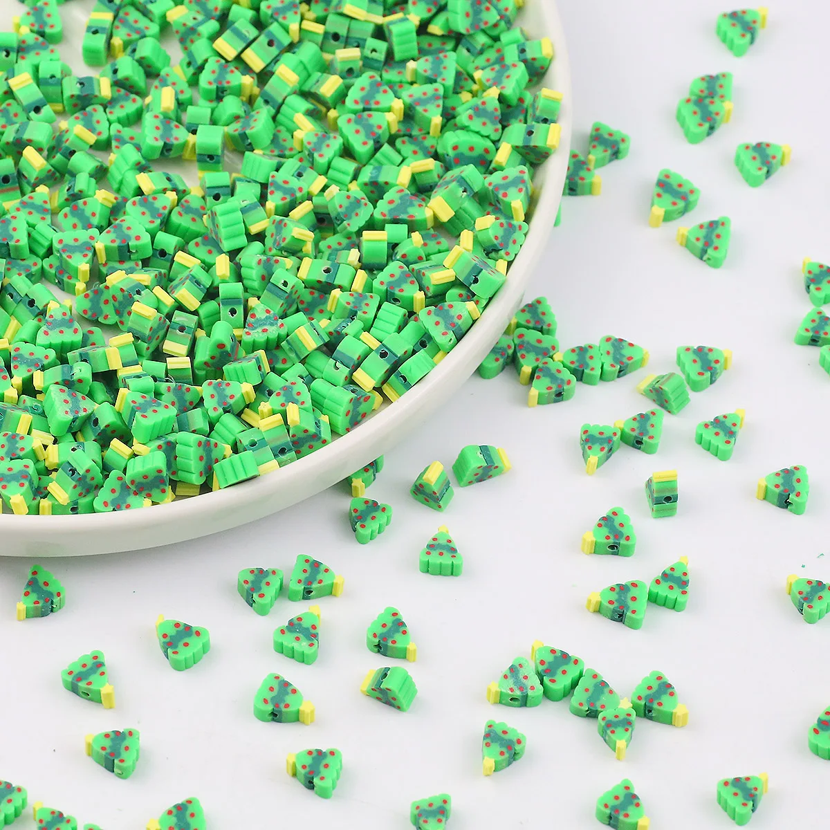 Christmas Trees Shape Polymer Clay Loose Beads Spacers For Jewelry Making DIY Charms Bracelets Accessories 50/100/200/300Pcs