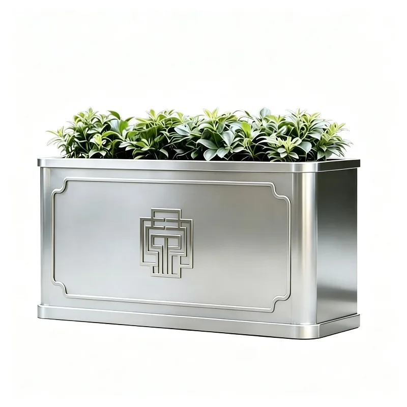 Custom Metal Stainless Steel Flower Bed, Outdoor Planting Box for Plaza Courtyard Display