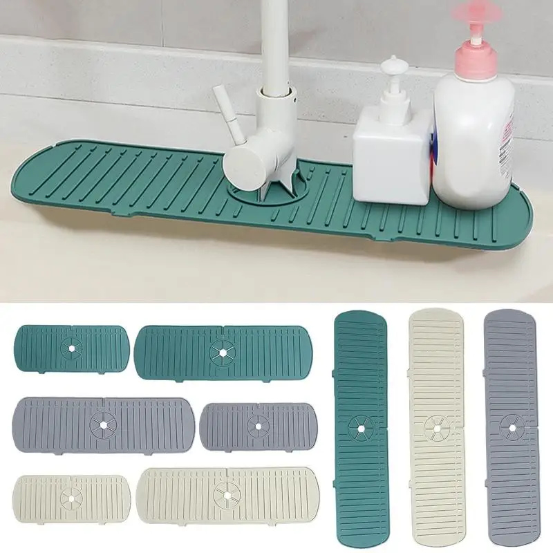 Kitchen Silicone Faucet Mat Drip Catcher Tray Dish Soap Sponge Holder Kitchen Sink Water Splash Guard Drying Pad For Kitchen