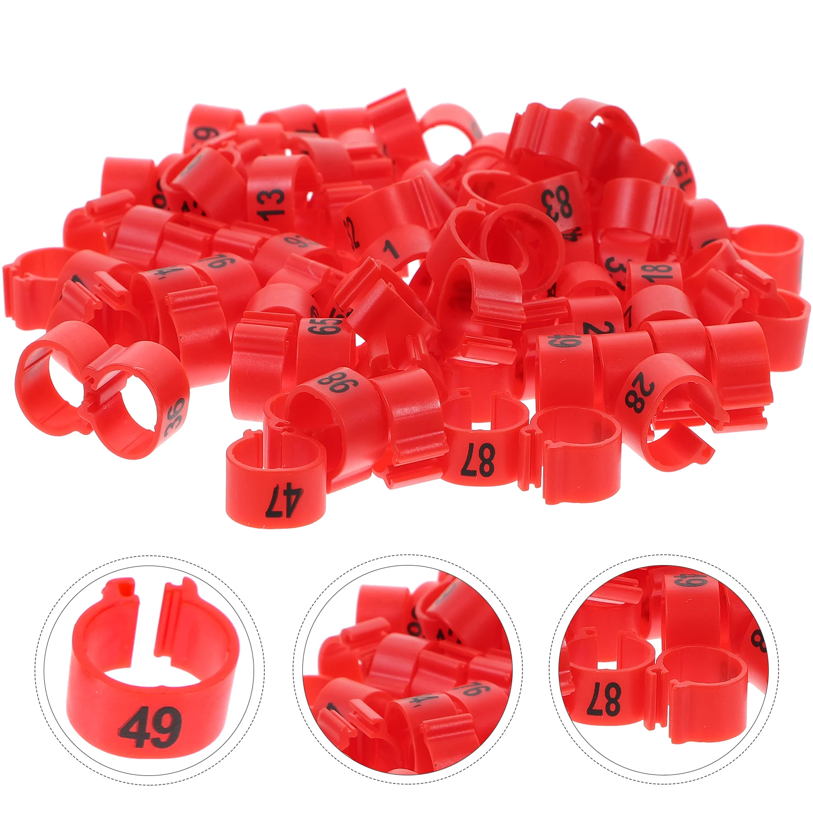 

100 Pcs Pigeon Foot Ring Tags Identification Tape Custom Bird Leg Bands Red Numbered Poultry Rings Baby