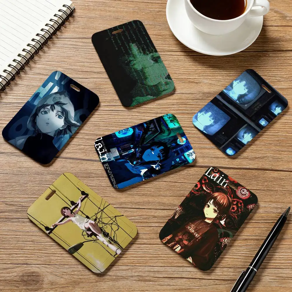 Anime S-Serial Experiments Lain Card Holder Lanyard Company Staff Pass Unisex ID Name Work Card Holder Office Supplies