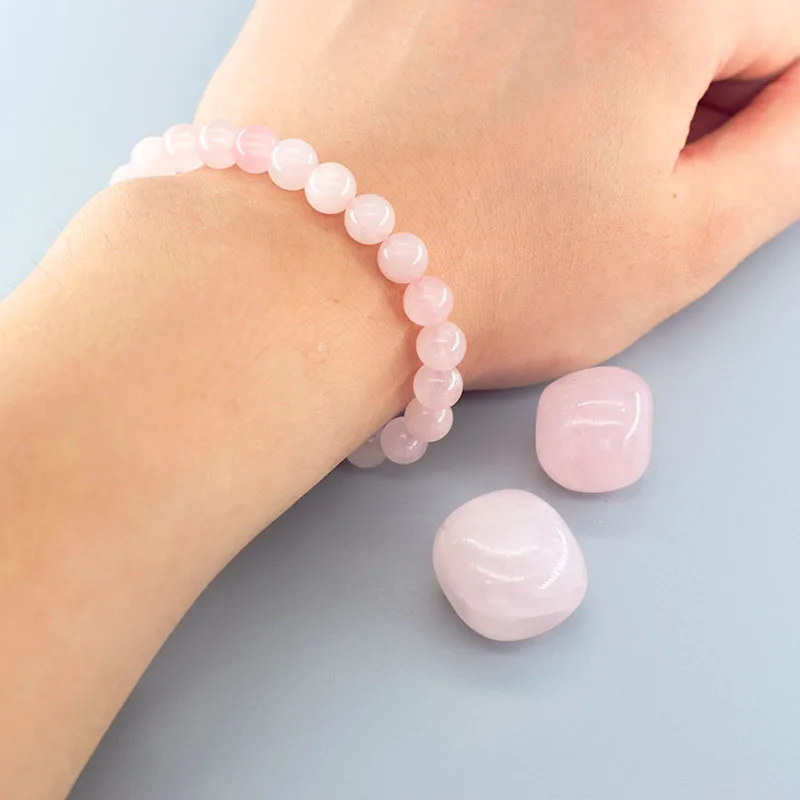 Natural Pink Rose Powder Crystal Quartz Natural Stone Stretch Bracelets Homme Purify the Soul Pulsera Jewelry Beads Lover Women