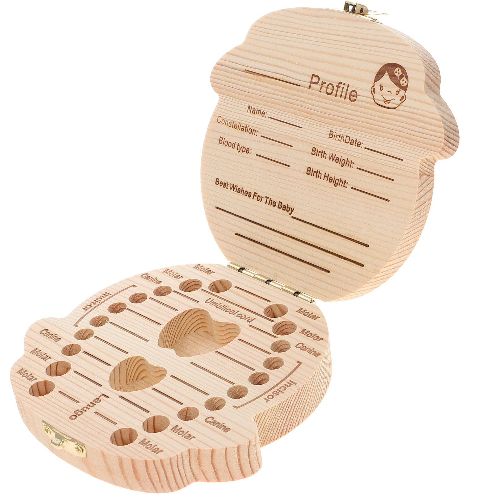 

Wooden Baby Tooth Box Safe Sturdy Smooth Surface Cartoon Girl Design Keepsake Container Toddler Memory Gift First Tooth Storage