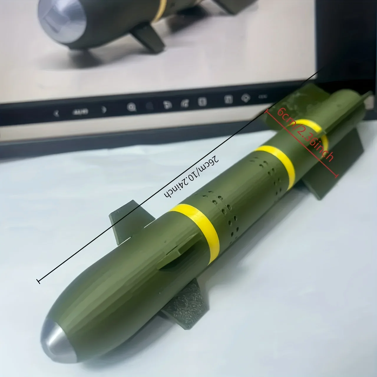 1 قطعة نموذج صاروخي من الهواء إلى الأرض مطبوع ثلاثي الأبعاد مضاد للدبابات - هدية واقعية لعشاق عسكري بمقياس 1:6 |   صاروخ مفصل متين