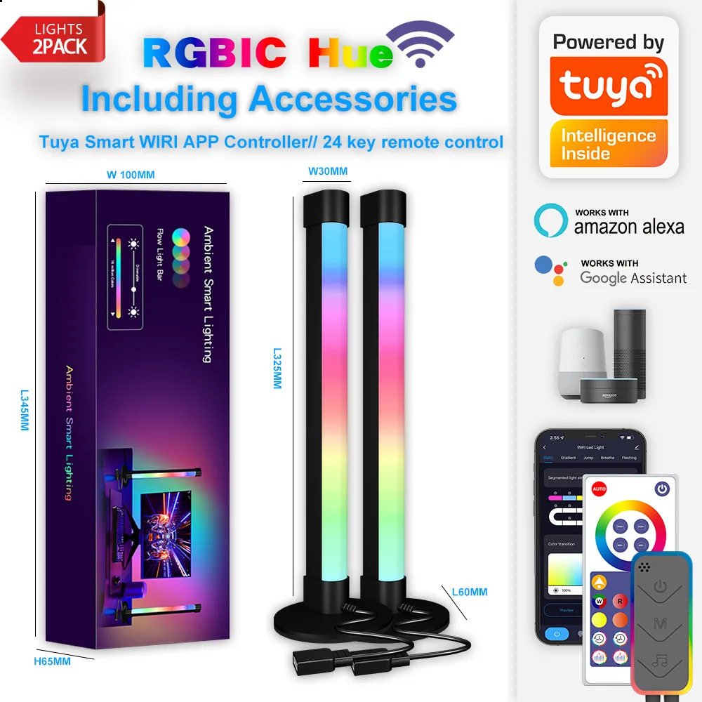 

RGB красочный ТВ фон музыка пикап огни компьютер настольный прикроватная художественная лампа Tuya WIFI приложение Contol ночник