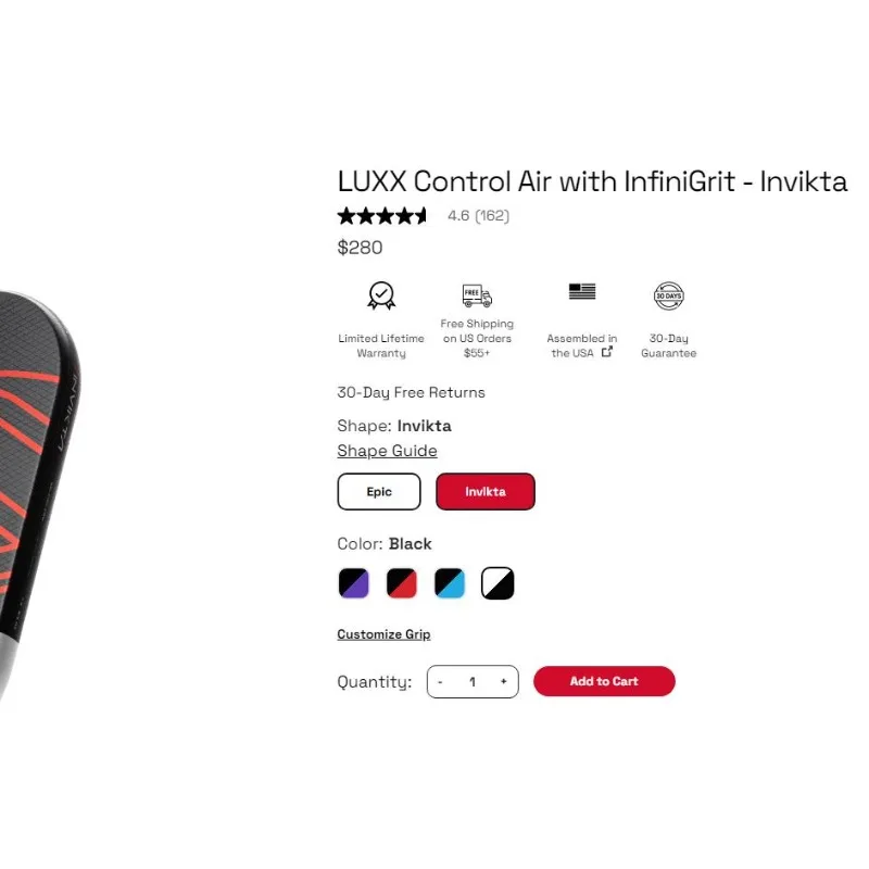 

LUXX Control Air with InfiniGrit - Invikta Price Kimchi paddle 007 VANGUARD Power Air