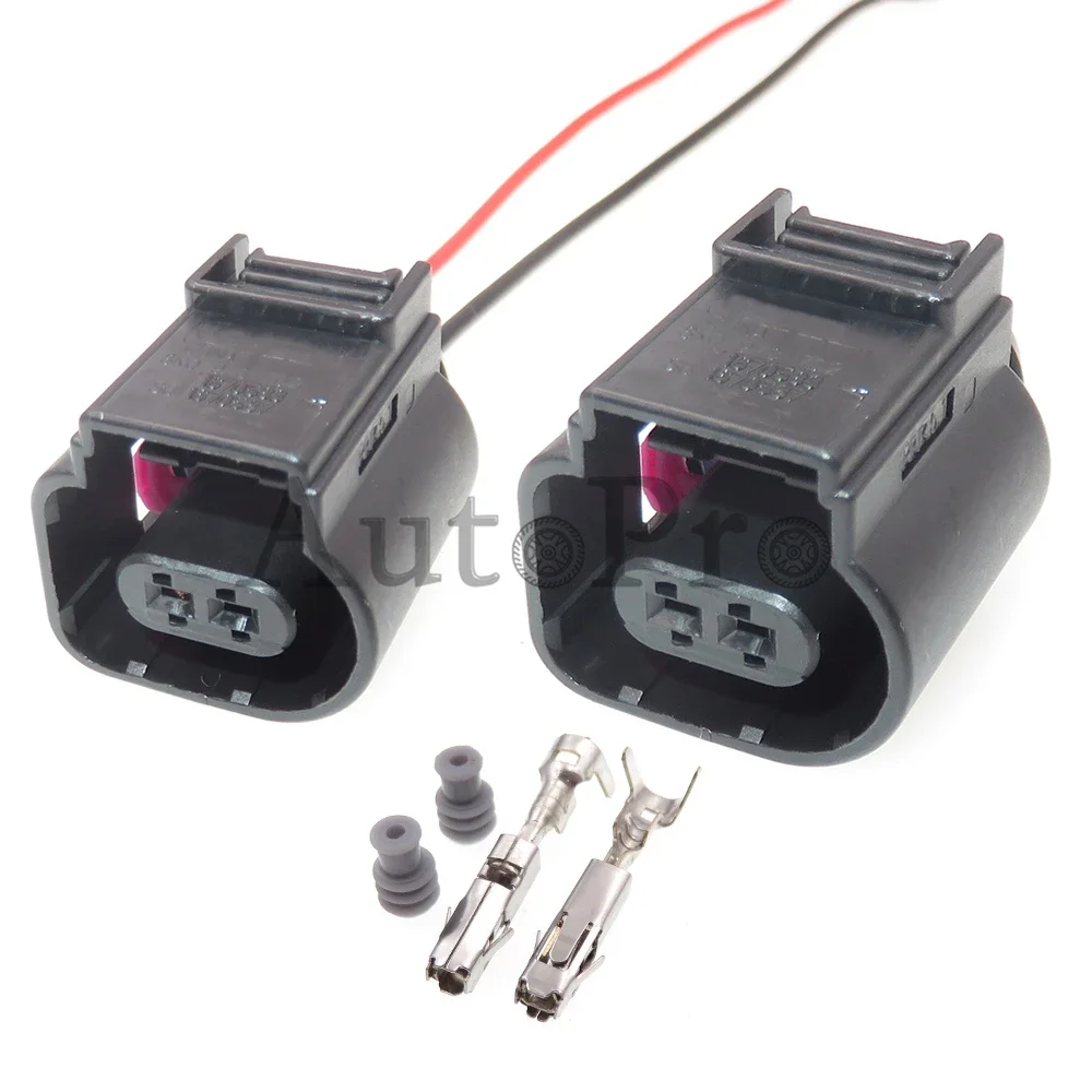 1 Set 2 Hole 8K0973702 AC Assembly Auto Headlight Plastic Housing Plug Water Temperature Sensor Electric Wire Socket For Audi