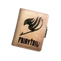 Cartera plegable de Anime Fairy Tail para hombre, tarjetero de cuero PU, monedero corto