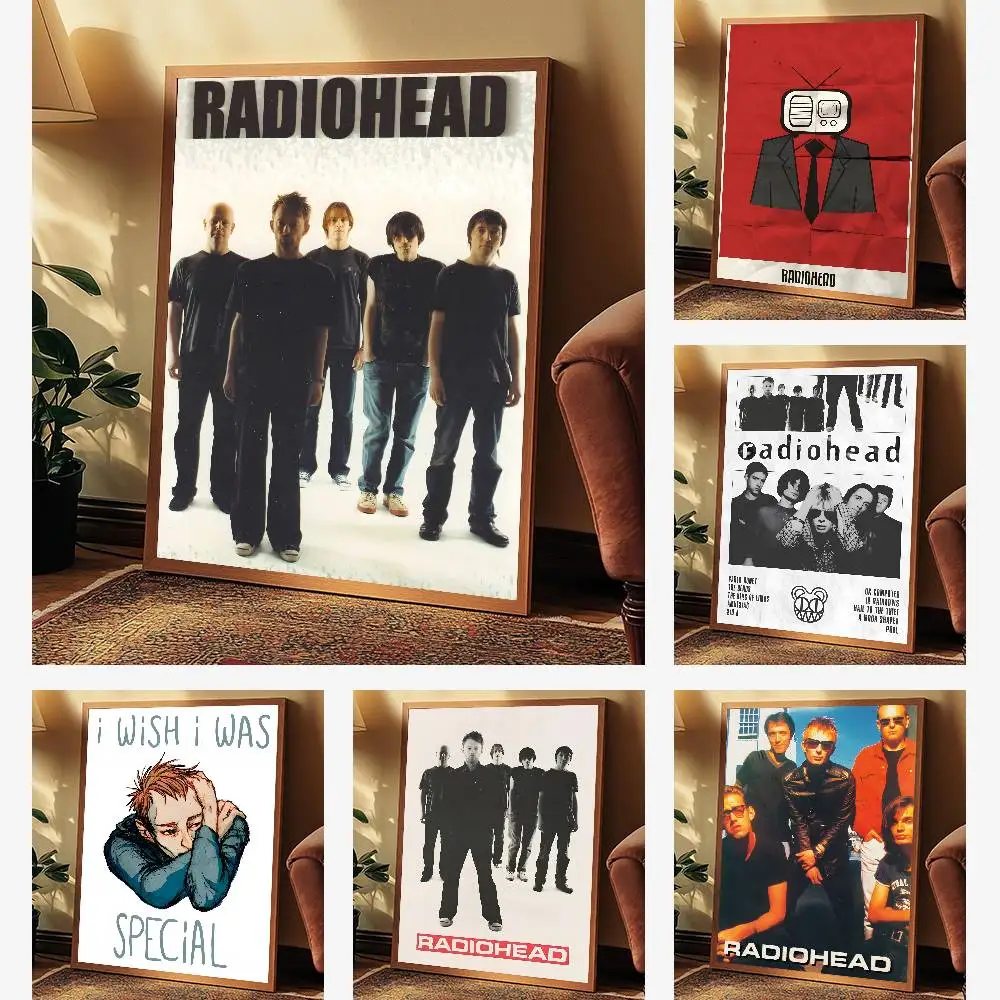 Radiohead Poster  Self-adhesive Art Waterproof  Sticker Coffee House Dorm Room Wall Decor