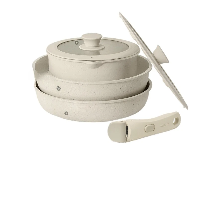 

Removable, handle, pot household, set, non-stick pan