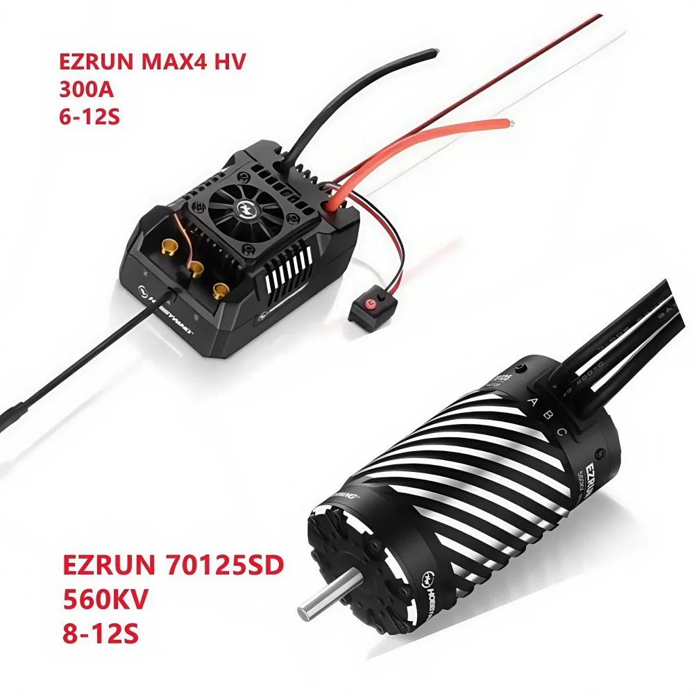 FATJAY Hobbywing Power System Combo - EZRUN-MAX4-HV 300A 6-12S ESC with EZRUN-70125SD-560KV Sensored Brushless Motor for RC Car