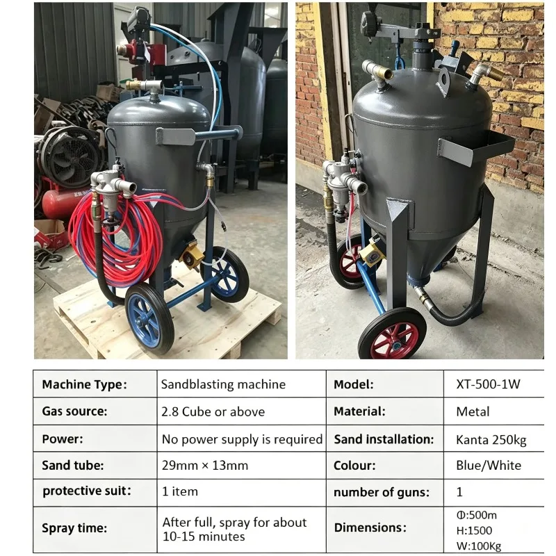 Heat Resistant Dustless Sandblaster Machine Wet Dry Sand Blasting Machine Sandblasting Tank Industrial Metal Surface Cleaning