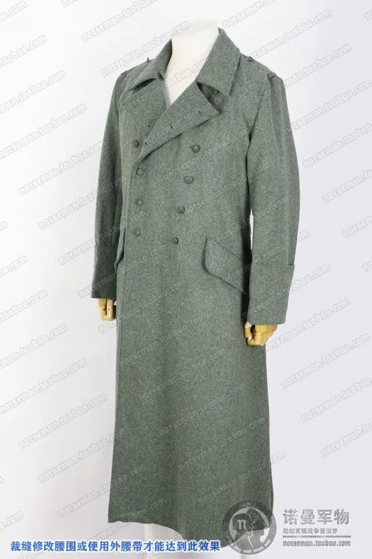 Reproduction Cosplay German M40 Great Coat Overcoat with WH Infantry\'s Shoulder Straps Reenactment Nordland 1944