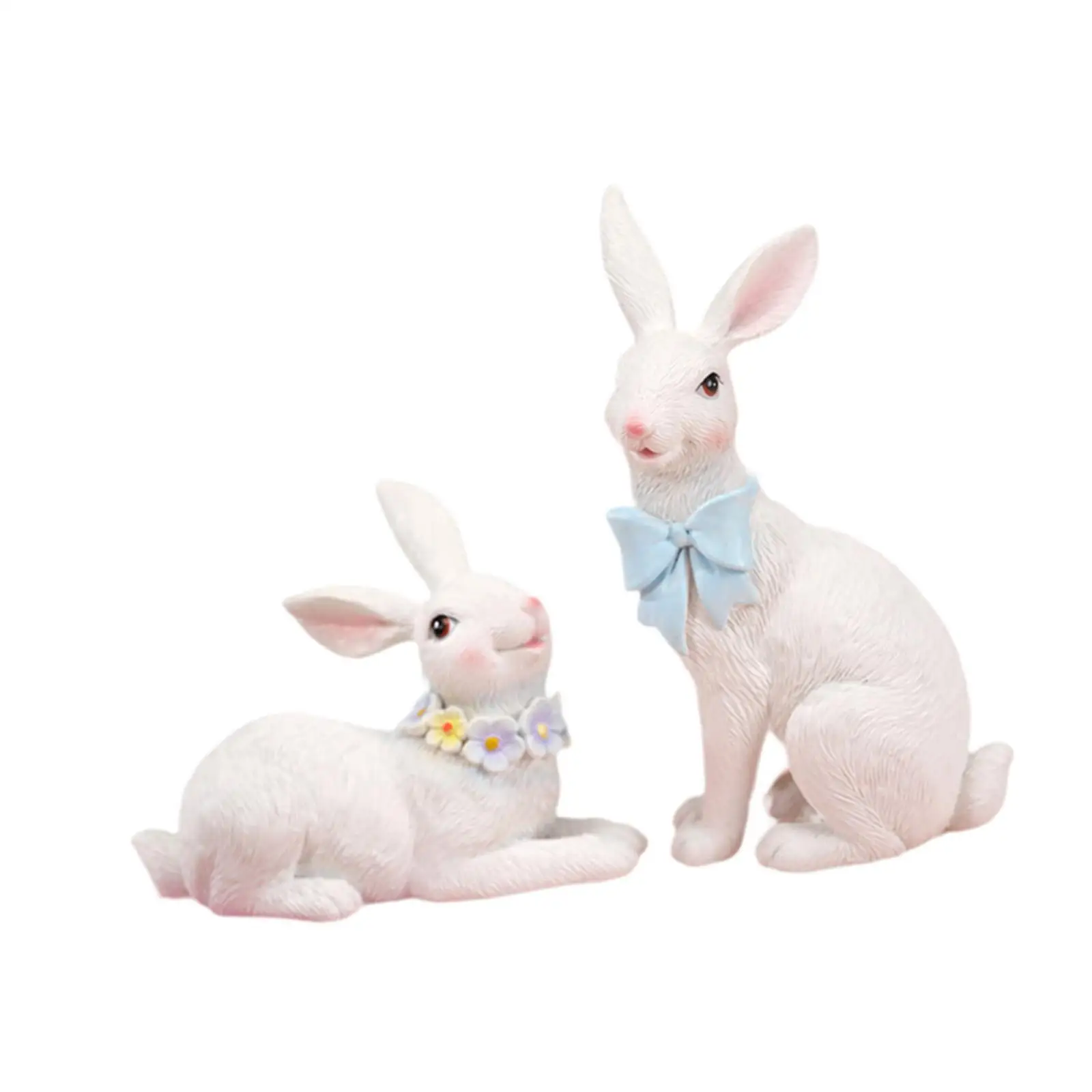 Cute Rabbits Sculpture Realistic Resin Figures Decorative Statues for Garden Fairy Decoration and Home