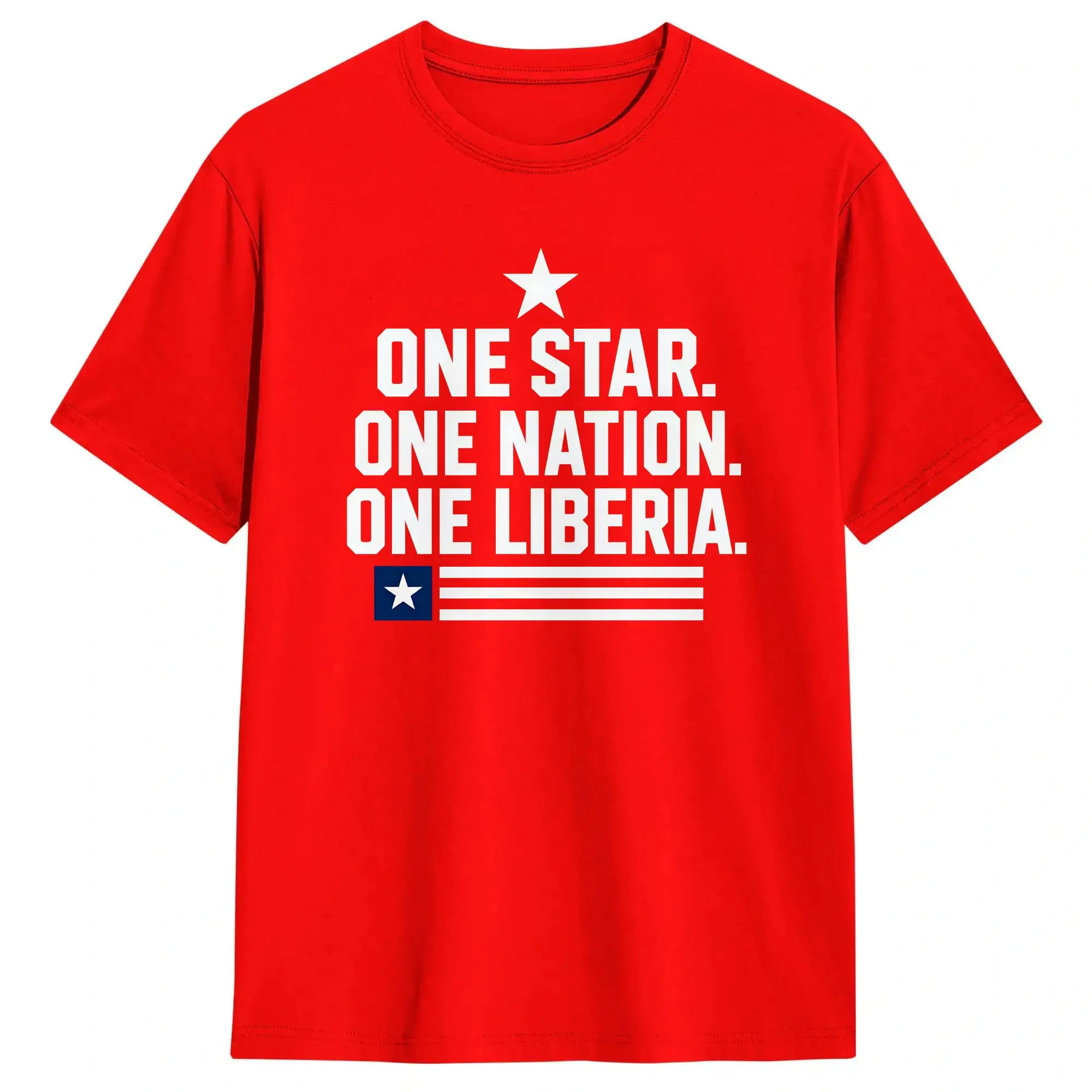 Liberia Independence Day Men T Shirts  Leisure Tee Shirt Short Sleeve Round Collar T-Shirt Pure Cotton Big Size Clothing