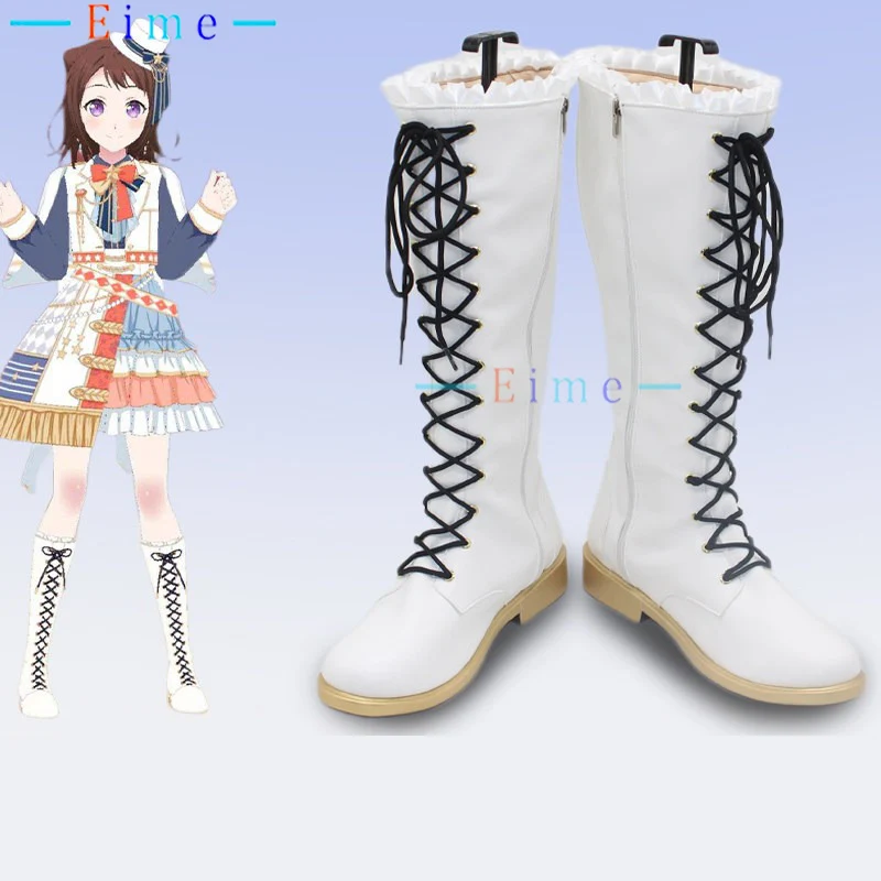 Toyama Kasumi Cosplay Shoes Anime BanG Dream Cosplay Props Big Size Halloween White Boots Party Pu Leather Shoes Custom Made