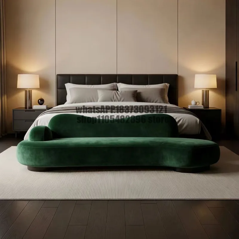 Bedroom bedside stool sofa bed high-end flannel minimalist light luxury simple living room stool