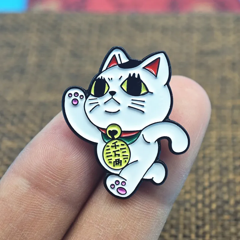 Cute High-speed lady Maneki Neko The Lucky Turbo Granny Cat Running Dan Da Dan Enamel Pin Brooch Badge anime Decoration image 6