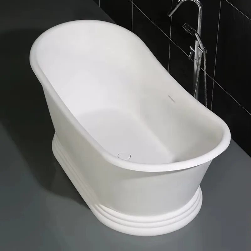 

Artificial Resin Stone Free Stand Tubs CUPC Solid Surface Bathtub Black White Freestanding Round Oval Bathtubs