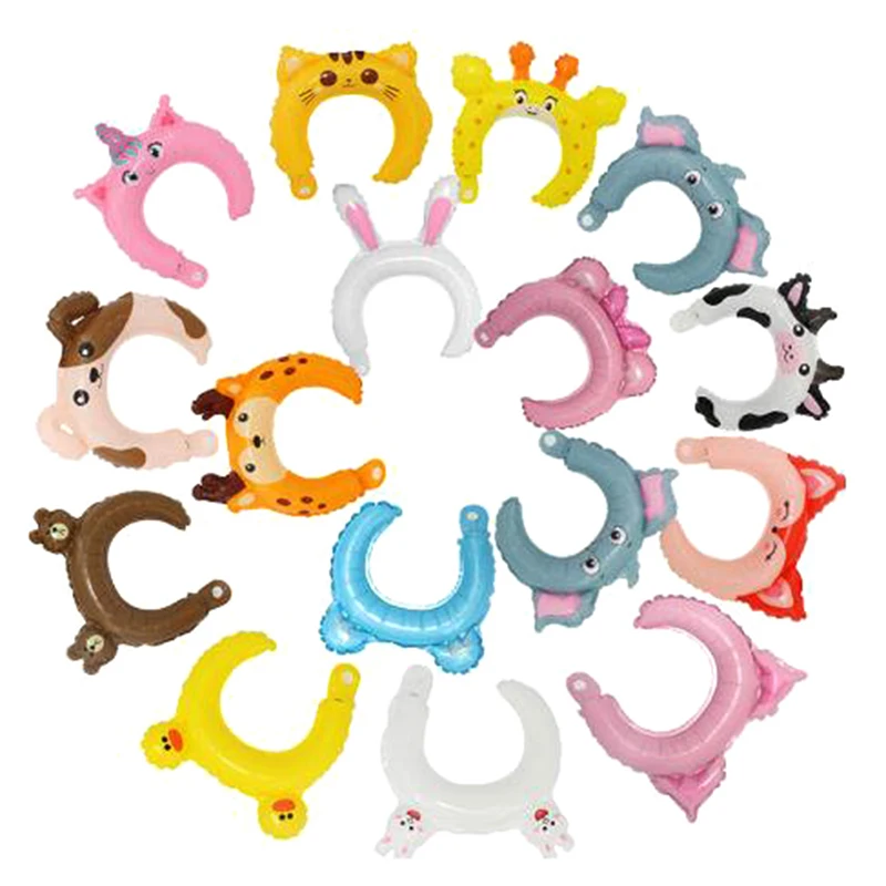 20Pcs/set Random Style Cute Headband Foil Balloon Animal Balloon Children's Toys Party Decor Hairpin Headwear