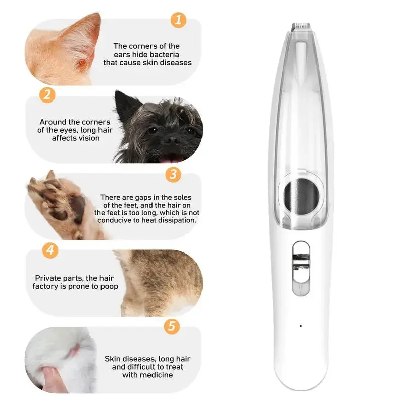 Low Noise Dog Hair Clipper For Paw Fur Grooming Vacuum Pet Hair Cutting Machine Trimmer Shaver For Dog Cats Eyes Ears Face