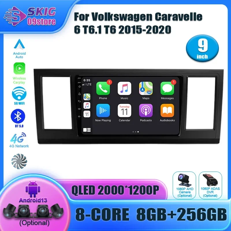 For Volkswagen Caravelle 6 T6.1 T6 2015-2020 Car Radio Android Multimedia Video Player GPS Navigation Carplay Touch Screen video