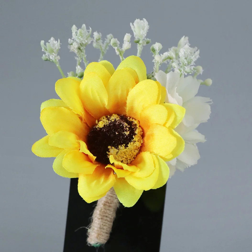 Euramerican wedding bridegroom bride corsage simulation sunflower bridesmaid sisters wrist flower conference flower wholesale