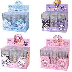 12pcs Children Cartoon Gel Pen Kawaii Hello Kitty  Cinnamoroll Kuromi Melody Stationery 0.5mm Black With Metal Hook Office Write