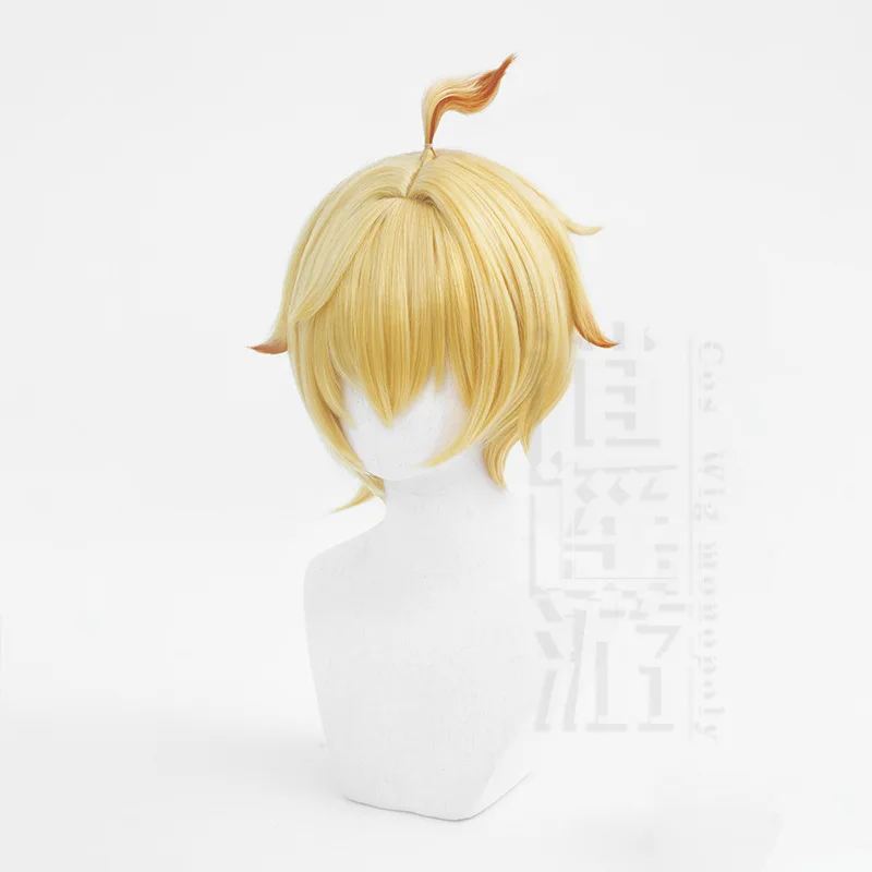 Game Genshin Impact Anime Mika Cosplay Wig 80CM Gold Gradient Heat-resistant Synthetic Hair Halloween Party Cosplay Wigs+wig Cap