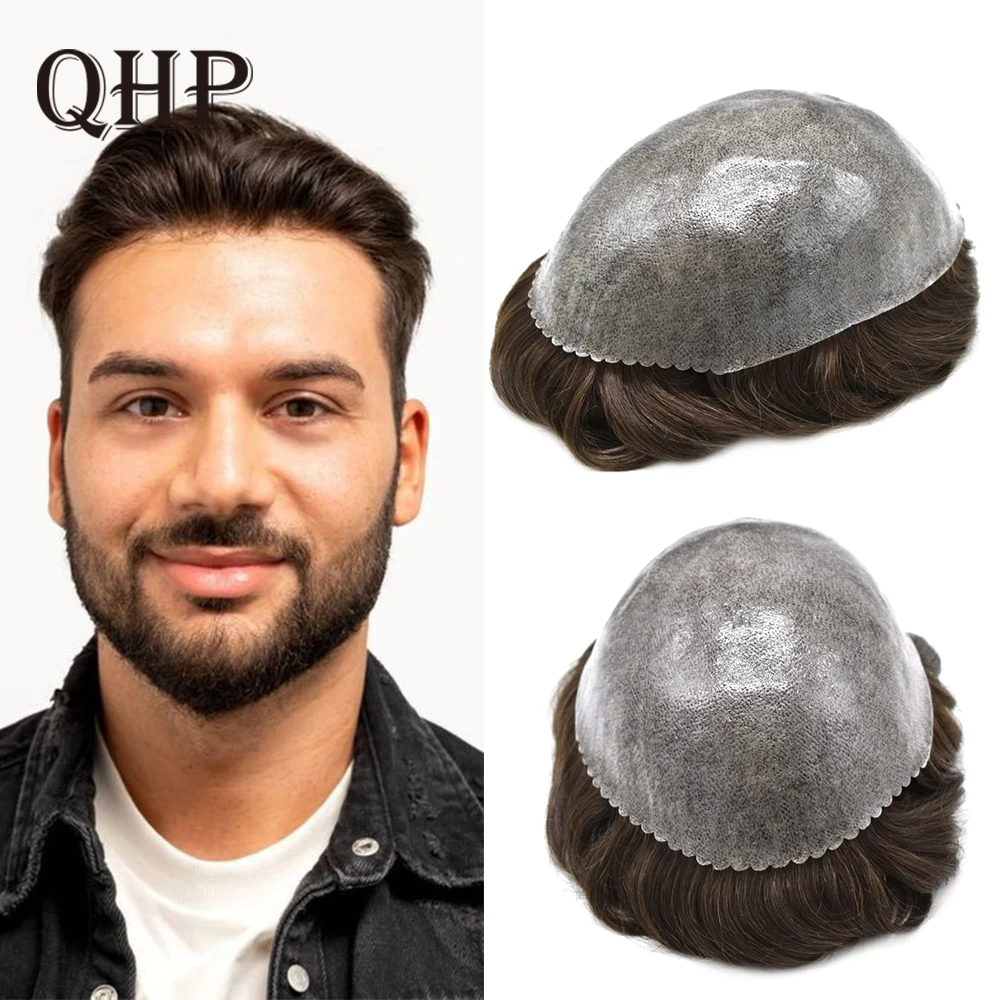 

Мужской капиллярный протез, инъекционный парик для кожи, мужские парики из 100% человеческих волос, парик, прямая волна, мужской протез для волос, система блока