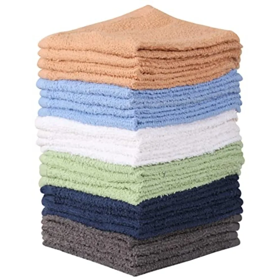 

Towel and Linen Mart 100% Cotton - 24 Pack Wash Cloth Set - Flannel Face Cloths, Highly Absorbent and Soft Feel Fingertip Towel