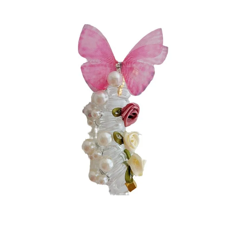 

2 Pcs Ladies' Hair Loops Set Butterfly Flower Pearl Cute Kawaii Sweet Hair Ropes Fashion Verstaile Hair Accessories for Children