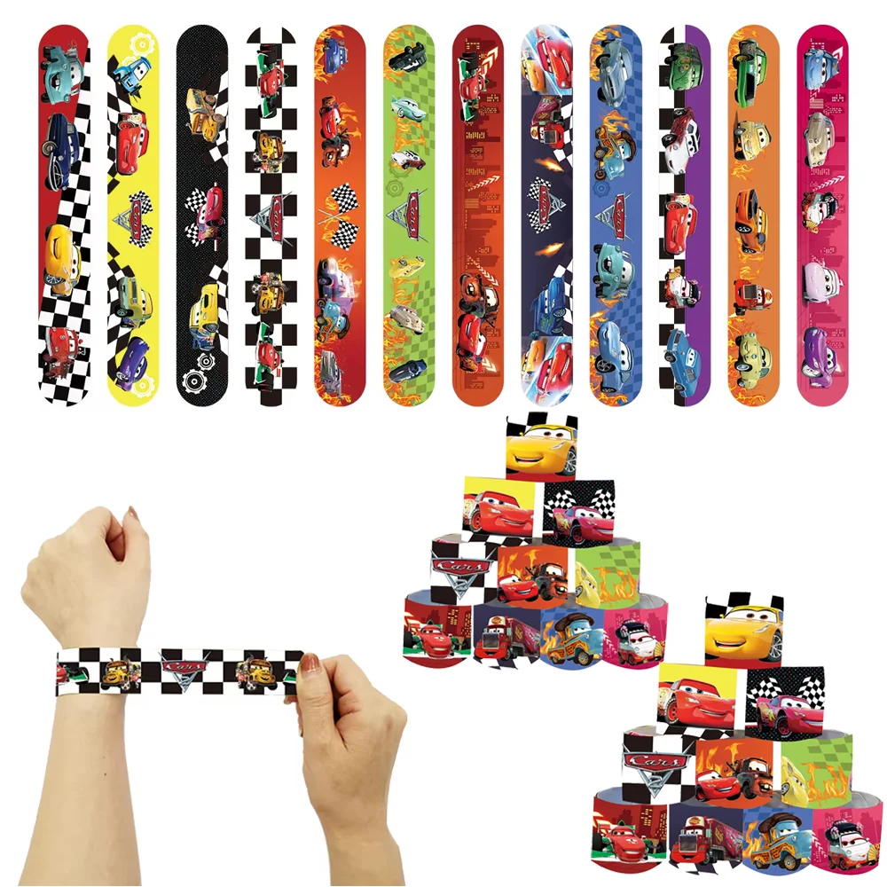 12/24/36pcs Cars Slap Bracelets Party Favor Lightning McQueen Birthday Party Kids Gifts Classroom School Rewards Party Decoratio