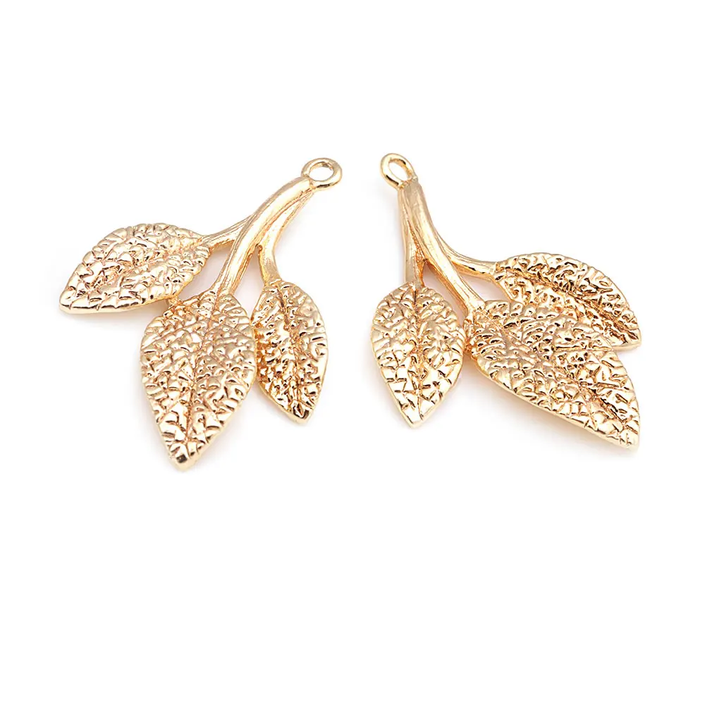 18K Gold Color Brass Tree Leaf Leaves Charms Pendants High Quality Diy Jewelry Making Necklace Earrings Accessories