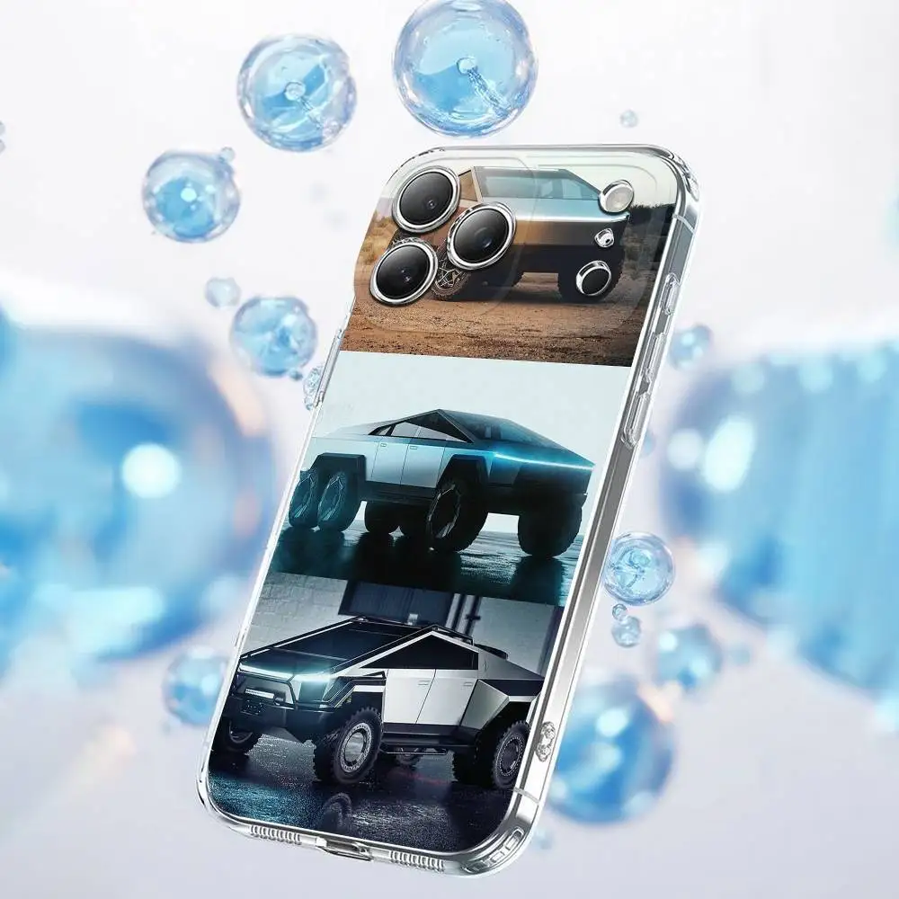 Funda de teléfono para iPhone 17,16,15,14,13,12,11 Plus,Pro,Max,Plus,E,SE4,Air,Mini transparente SUV Car T-TeslaES Truck Cover
