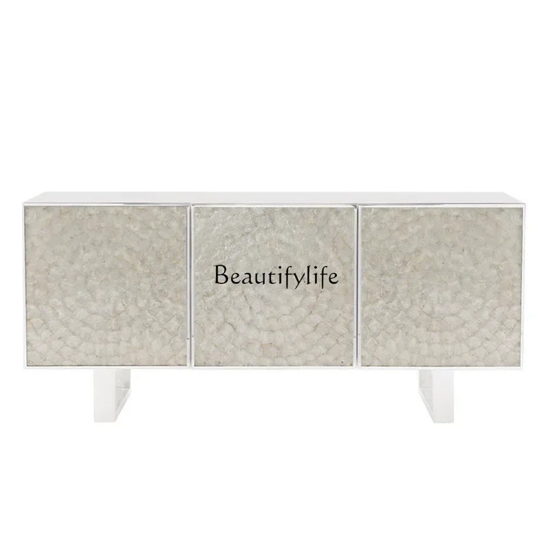 

LXAmerican light luxury door cabinet living room decoration ultra-thin solid wood shell TV high cabinet