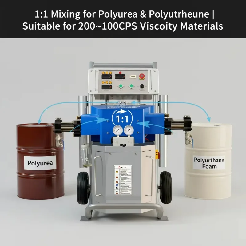 Air-Driven Polyurethane Polyurea Spray Foam Machine with Motor Pump & PLC for Waterproofing and Insulation