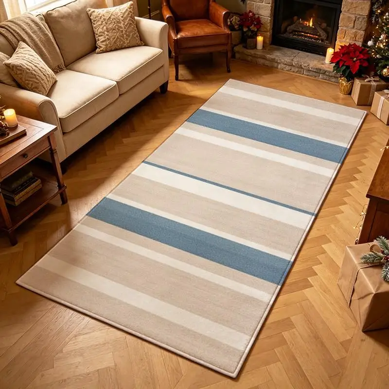 1 Piece Of Vertical Striped Rug, Soft Comfortable, All Seasons, Lightweight Easy Care, Home Decor, Living Room, Bedroom, Hallway, Autumn, Winter Decor