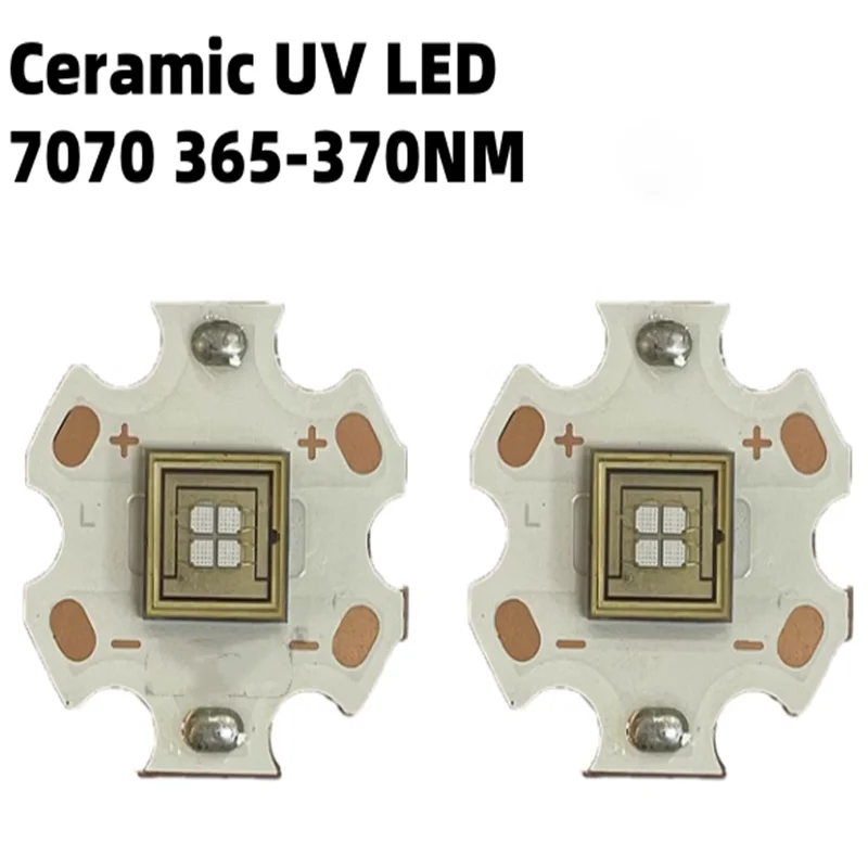 SMD LEDセラミックハイパワーUVランプ,7070バイオレットビーズ,365nm,370nm, 20w, 20mm,銅基板,350ma,新品,20個