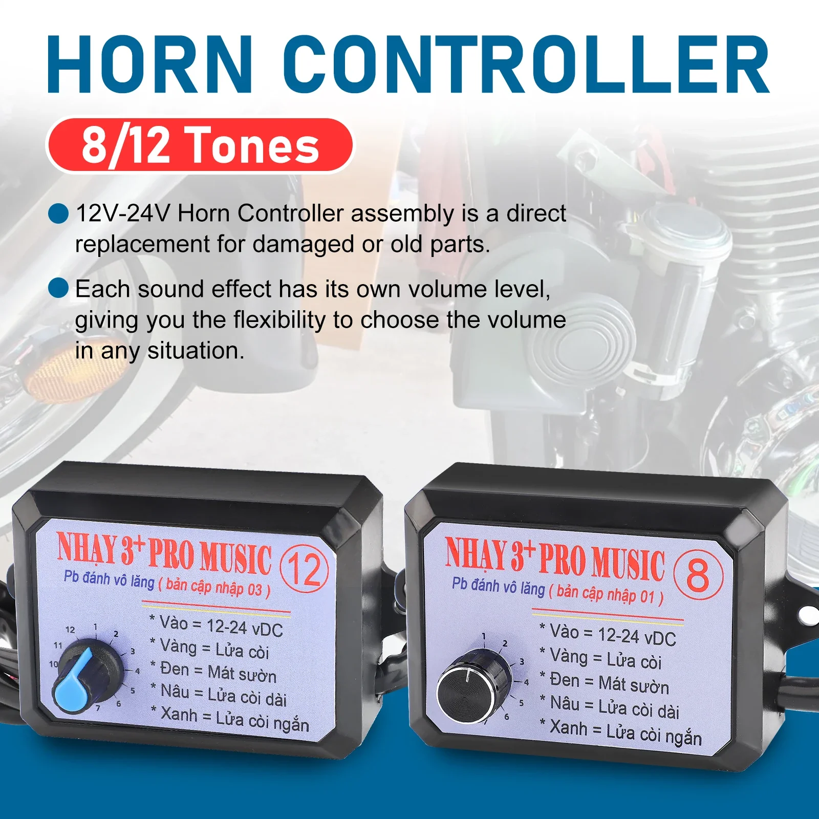 

For Car Trucks motorbike Marine 8/12 Sound Effects Switching 12-24V Car Horn Controller Electric Speaker Sound Control Unit With