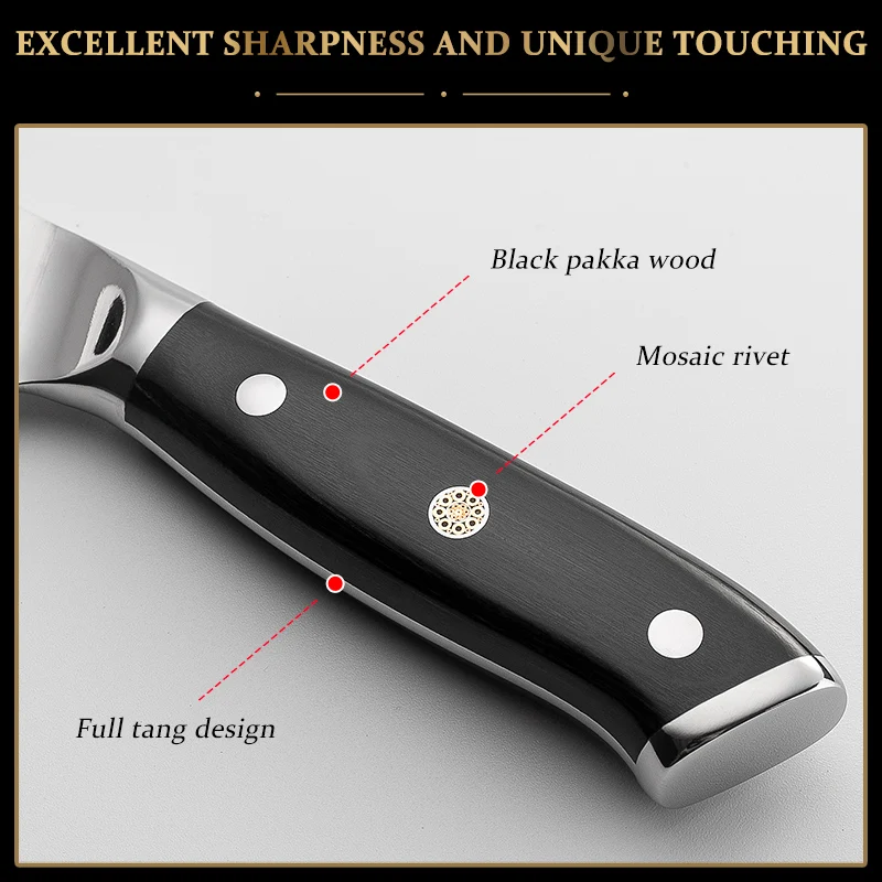 Grandsharp Kitchen Knives Germany 1.4116 High Carbon Stainless Steel Santoku Boning Cleaver Home Cooking Tools Japanese Knife