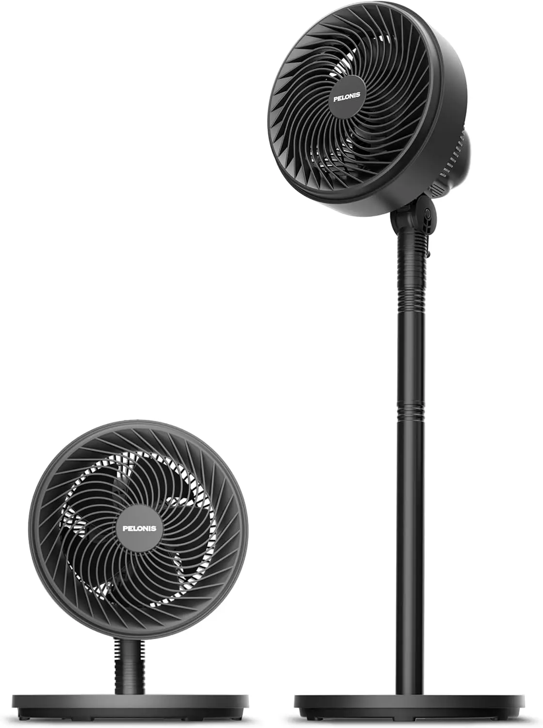 

Pedestal Air Circulator Fan with 3 Speeds, 75°+90° Oscillation, Adjustable Height for Bedroom and Office
