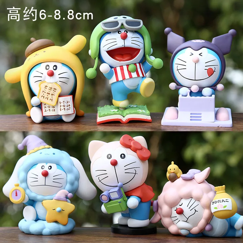 6 unids/set Anime Doraemon COS q-versión kawaii figura de acción PVC modelo estatua juguetes muñeca decoración de escritorio regalos coleccionables