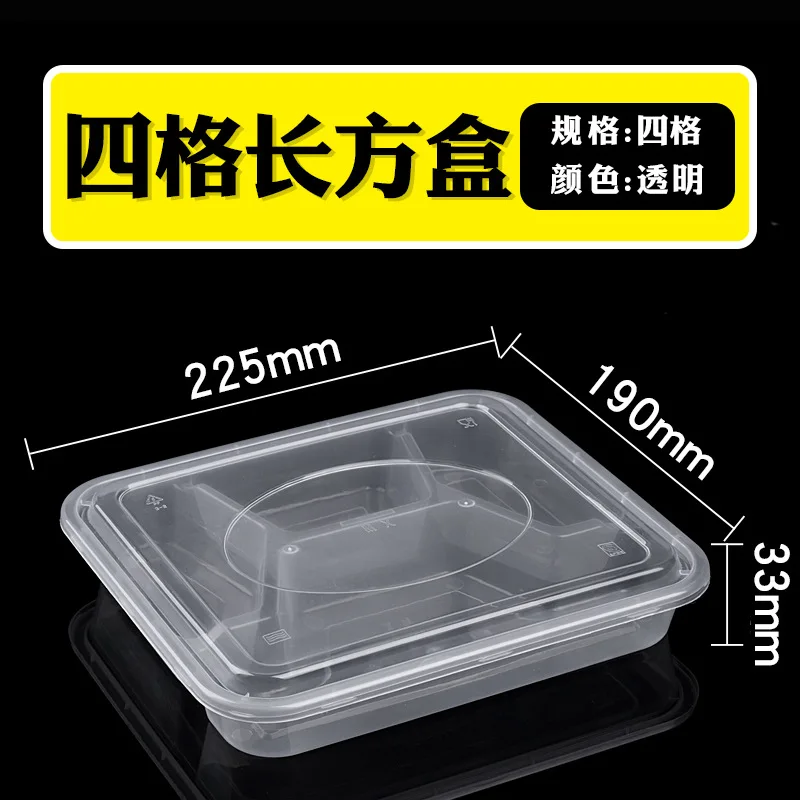 Lancheira descartável personalizada com tampa e compartimentos, recipiente retangular para viagem, recipiente para alimentos com vários compartimentos
