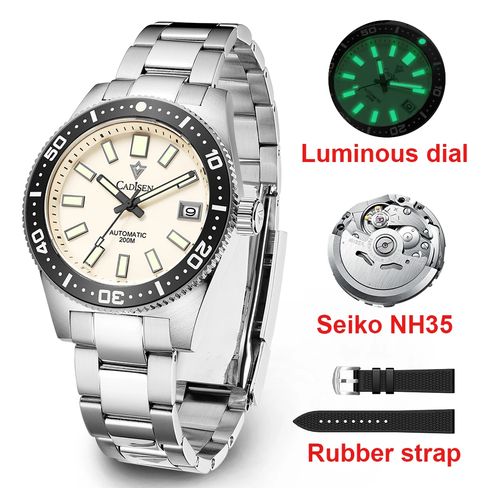 2024 New Men's Automatic Mechanical Watches NH35 Watch 38mm Sapphire Stainless Steel 200M Waterproof Watch Reloj Hombre